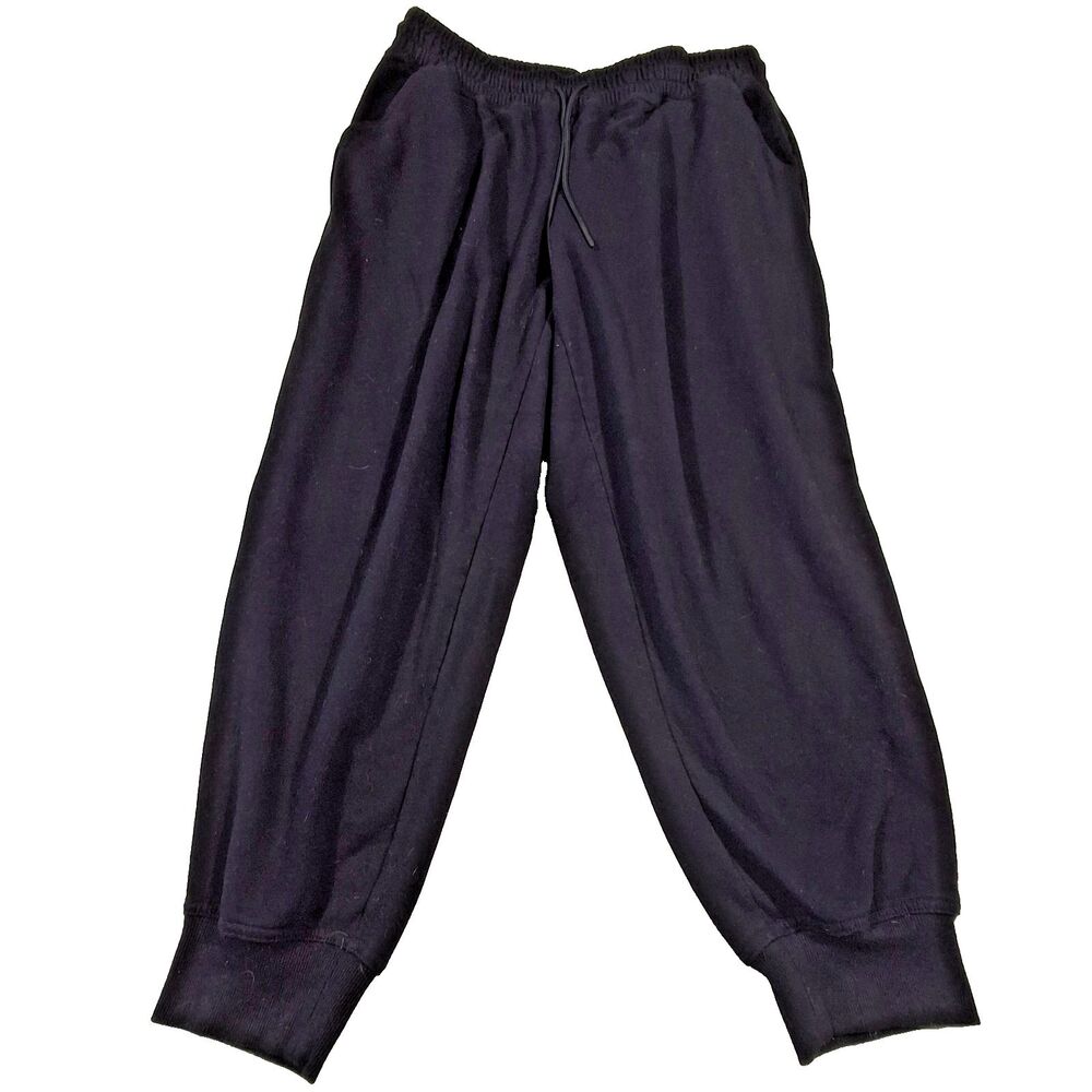 Women's 2X Black Fleece Lined Jogger Sweatpants Drawstring Pockets Cozy
